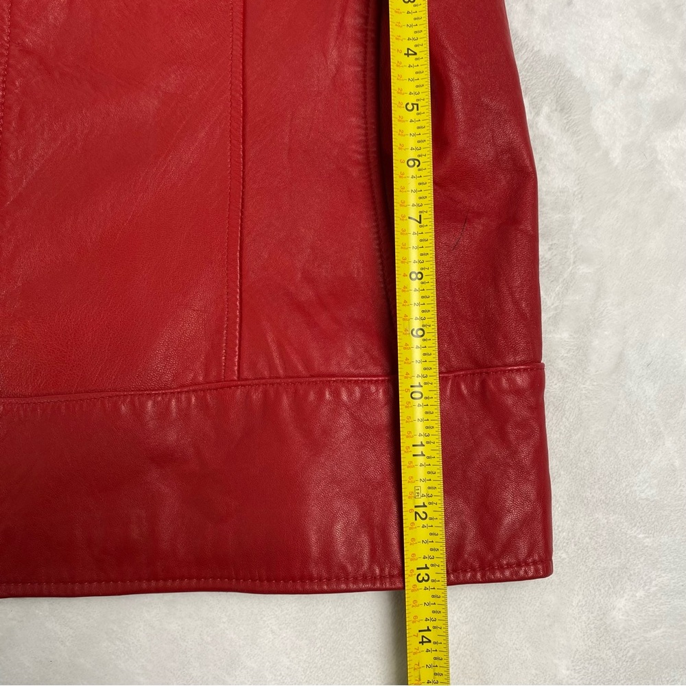 Women's Kathy Ireland Extra Large Genuine Leather Red Leather Jacket - Picture 5 of 16